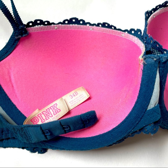 PINK by VICTORIA’S SECRET FLORAL LACE DEMI PUSH UP BRA - 34B - Picture 3 of 3